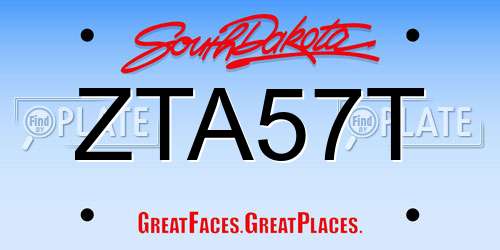 ZTA57T South Dakota License Plate