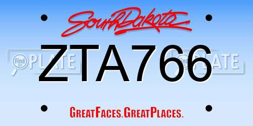 ZTA766 South Dakota License Plate