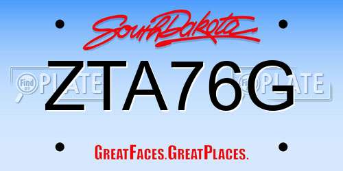 ZTA76G South Dakota License Plate