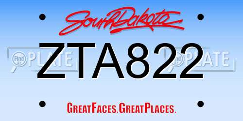 ZTA822 South Dakota License Plate