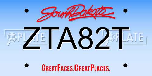 ZTA82T South Dakota License Plate