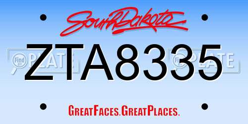 ZTA8335 South Dakota License Plate