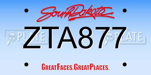 ZTA877 South Dakota License Plate