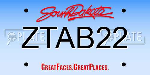 ZTAB22 South Dakota License Plate