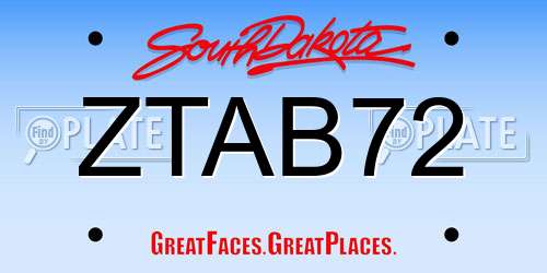 ZTAB72 South Dakota License Plate