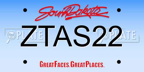 ZTAS22 South Dakota License Plate