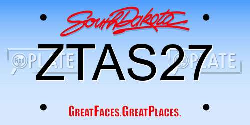 ZTAS27 South Dakota License Plate
