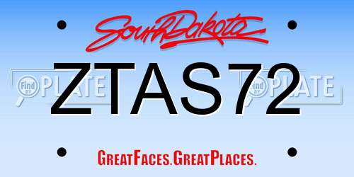 ZTAS72 South Dakota License Plate