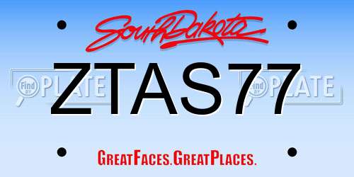 ZTAS77 South Dakota License Plate