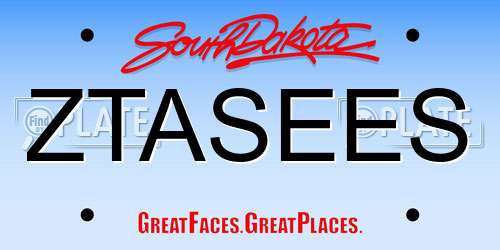 ZTASEES South Dakota License Plate