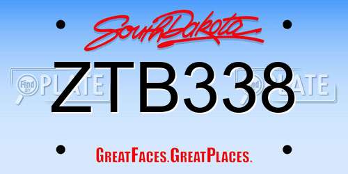 ZTB338 South Dakota License Plate