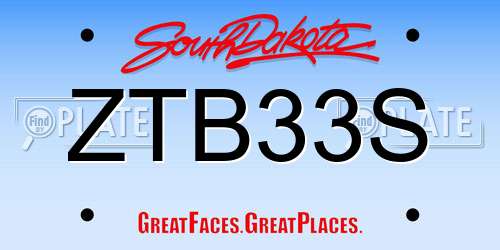 ZTB33S South Dakota License Plate