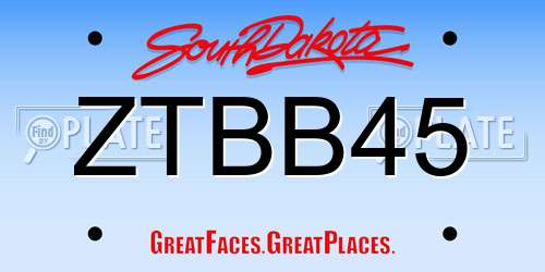 ZTBB45 South Dakota License Plate