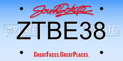 ZTBE38 South Dakota License Plate