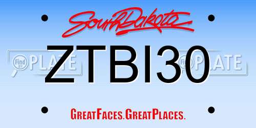 ZTBI30 South Dakota License Plate