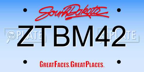 ZTBM42 South Dakota License Plate