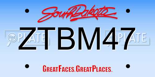 ZTBM47 South Dakota License Plate