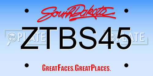 ZTBS45 South Dakota License Plate