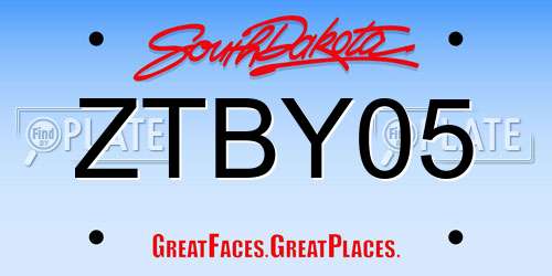ZTBY05 South Dakota License Plate