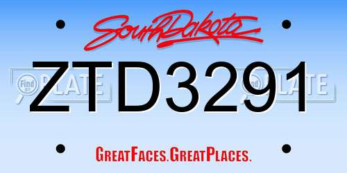 ZTD3291 South Dakota License Plate