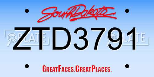 ZTD3791 South Dakota License Plate