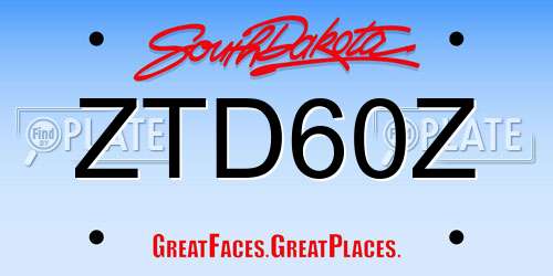 ZTD60Z South Dakota License Plate