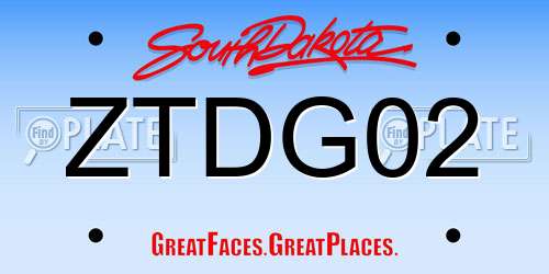 ZTDG02 South Dakota License Plate