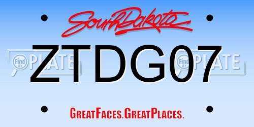 ZTDG07 South Dakota License Plate