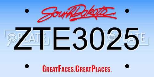 ZTE3025 South Dakota License Plate
