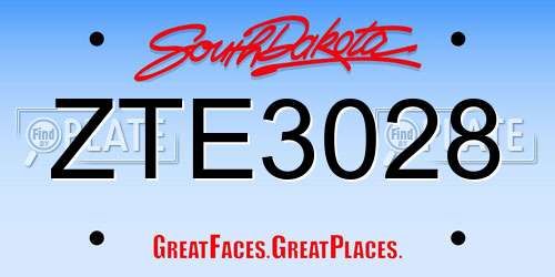 ZTE3028 South Dakota License Plate
