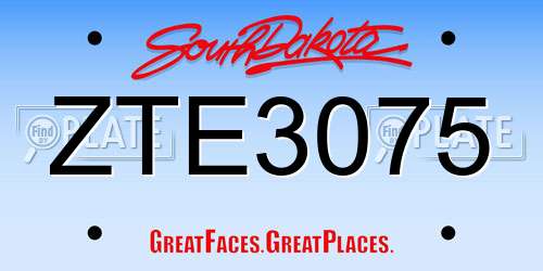 ZTE3075 South Dakota License Plate