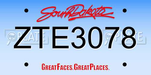 ZTE3078 South Dakota License Plate