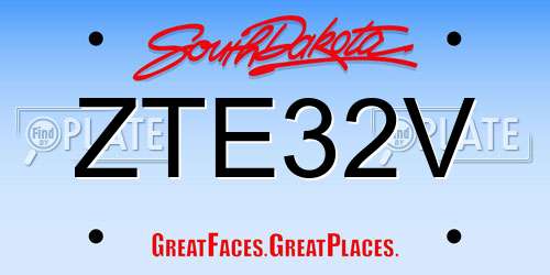 ZTE32V South Dakota License Plate