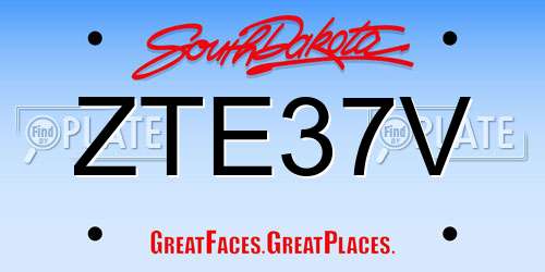 ZTE37V South Dakota License Plate