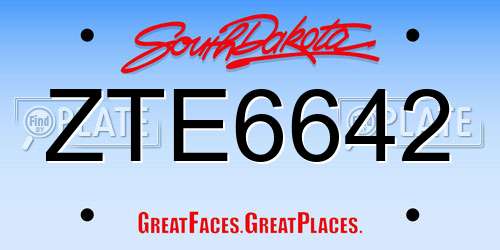ZTE6642 South Dakota License Plate
