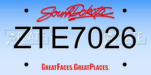 ZTE7026 South Dakota License Plate