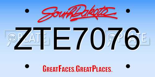 ZTE7076 South Dakota License Plate