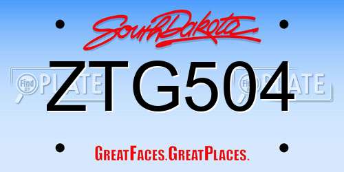 ZTG504 South Dakota License Plate