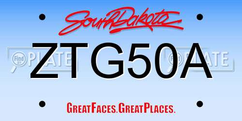 ZTG50A South Dakota License Plate