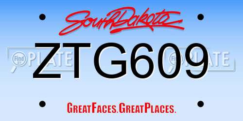 ZTG609 South Dakota License Plate