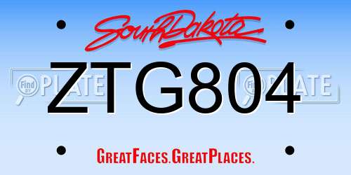 ZTG804 South Dakota License Plate