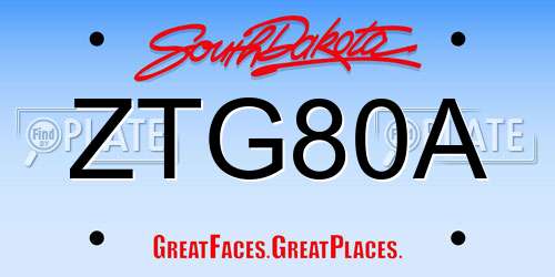 ZTG80A South Dakota License Plate