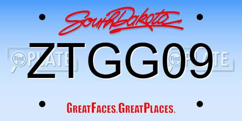 ZTGG09 South Dakota License Plate