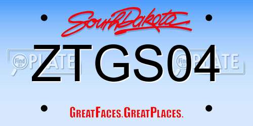 ZTGS04 South Dakota License Plate