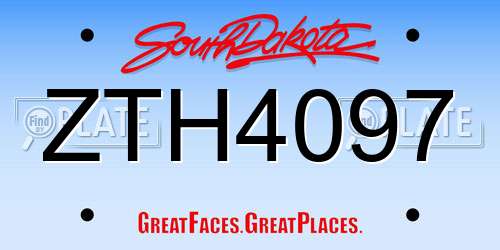 ZTH4097 South Dakota License Plate