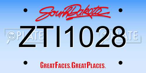 ZTI1028 South Dakota License Plate