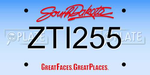 ZTI255 South Dakota License Plate
