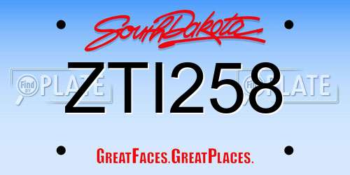 ZTI258 South Dakota License Plate