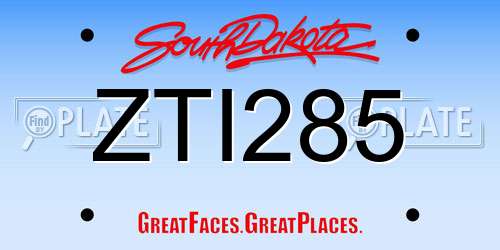 ZTI285 South Dakota License Plate
