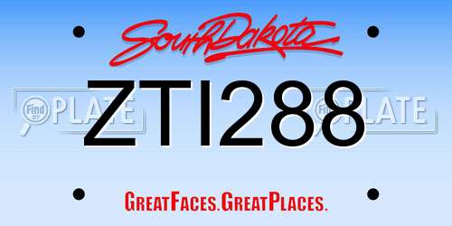 ZTI288 South Dakota License Plate